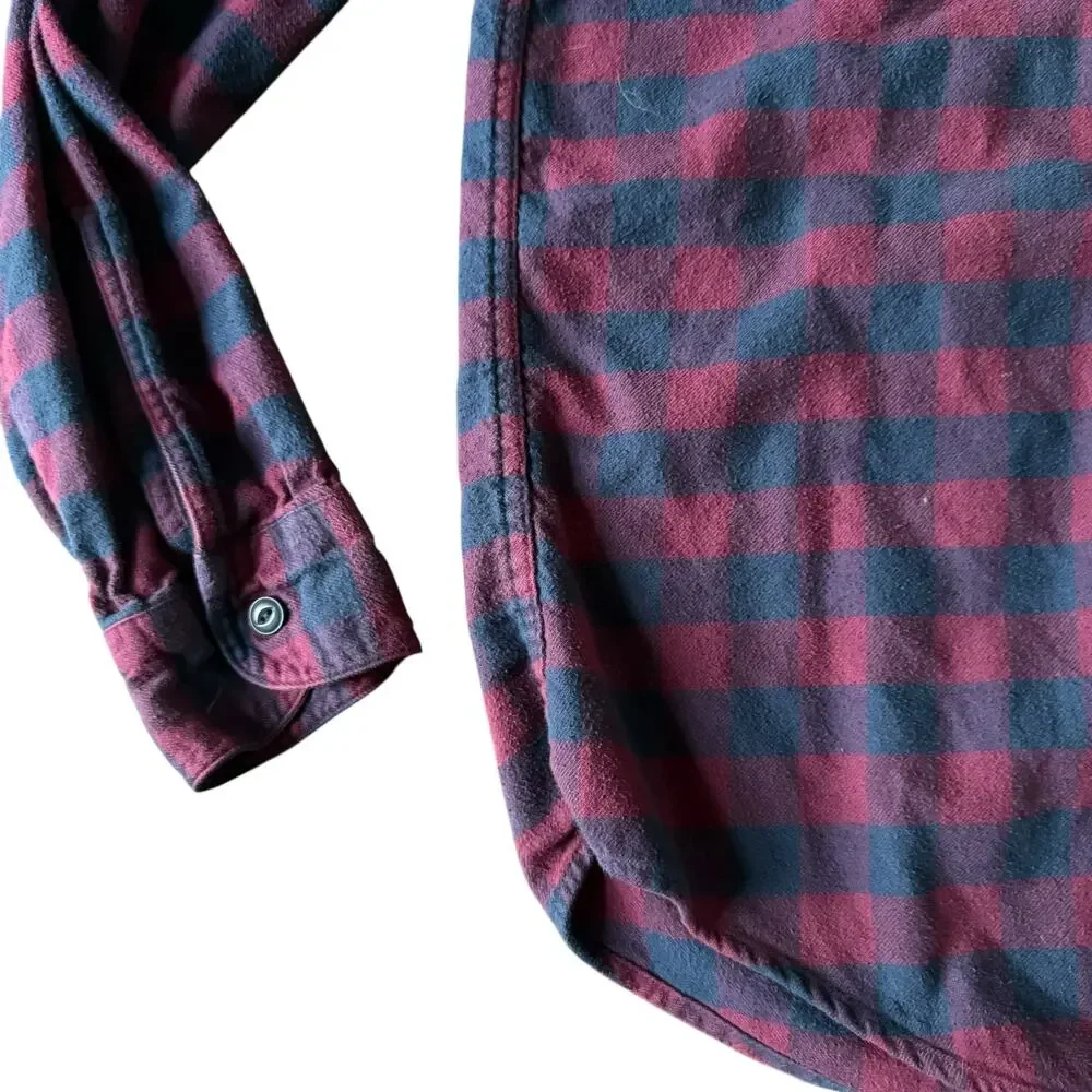 J.Crew Men's Navy Blue & Red Buffalo Check Long‎ Sleeve Flannel Shirt - Size M